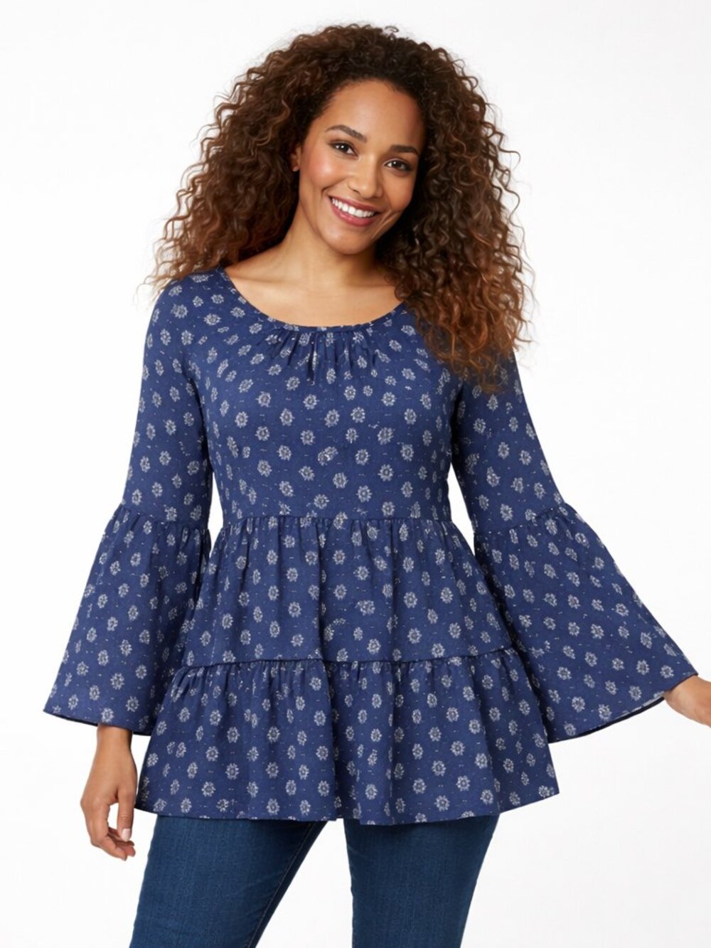 Falls Creek - Crinkle Peplum Flared Top